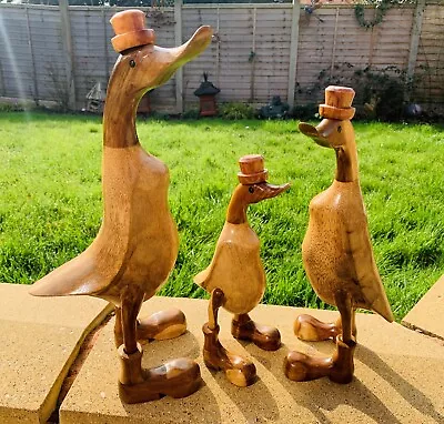 Bamboo Duck Hand Carved Fair Trade Ornament Wooden Root Sculpture Assorted Hat • £11.85