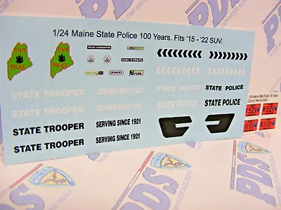 Maine State Police 100 Year Anniv. 1/24 Waterslide Decal Set Fits '15 To 22' Exp • $10.49