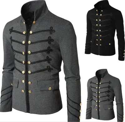 Men's Military Jacket Vintage Victorian Gothic Coat Steampunk Frock Uniform Coat • $35.99