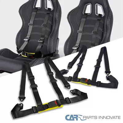 2PC Black 4 Point Racing Style Seat Belt Safety Harness 4PT • $34.15