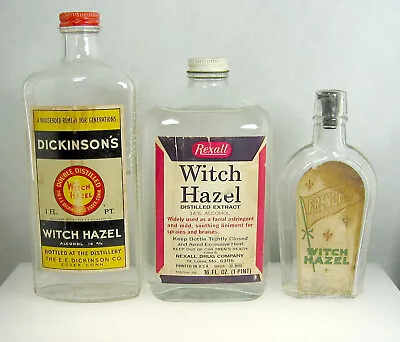 Three 3 Vintage Witch Hazel Bottles Dickinson Rexall French's Barber 52 • $45