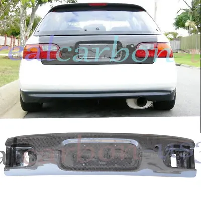  For 92-95 Honda EG Civic Hatchback 3DR Carbon Fiber Rear Trunk Boot Lid Cover  • $578.55