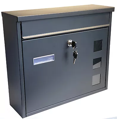 Buckingham Wall Mounted Large Steel Lockable Mail Box Post Letter Box Black40106 • £37.99