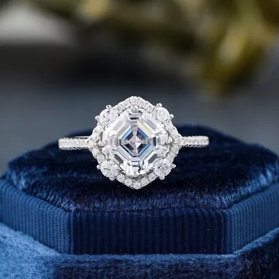 2Ct Asscher Cut Lab-Created Diamond Women's Wedding Ring 14k White Gold Plated • $104.99