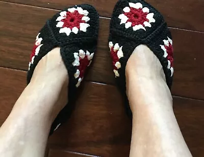 Women's Knitted Slippers Handmade From Acrylic • $9.99