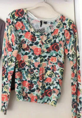 H&M Floral Cardigan Sweater Blogger Mod Cottagecore Vintage Pinup Vintage Y2K • $49.99