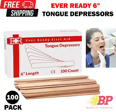 Ever Ready First Aid Wood 6  Tongue Depressors Medical All Purpose - 100CT • $5.95