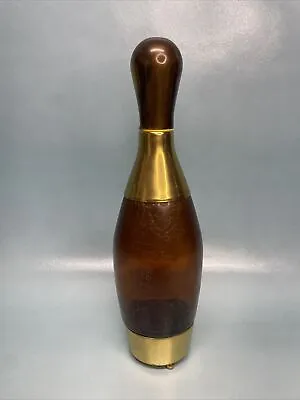 Vintage Mcm Bowling Pin Brass & Glass Musical Liquor Decanter Plays How Dry I Am • $45