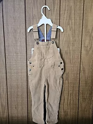 7 For All Mankind SFAM Boys Corduroy Overalls Infant Baby Size 24 Months Tan   • $5.99