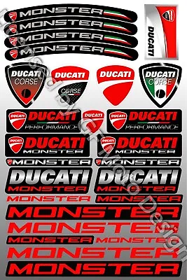 Ducati Monster 696 797 821 Motorcycle 54 Stickers Set Decals 1200 S Red /12 • $15.12