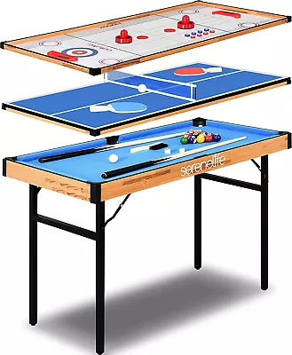 4 In 1 Multi Game Table 4’X2’ Folding Portable Sports Arcade Games With Accesso • $216.99