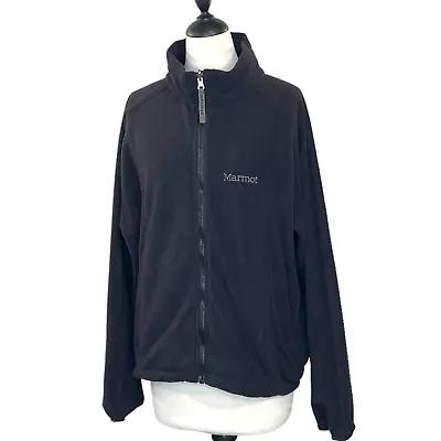Marmot Fleece Jacket Size L Zip Up Mock Neck Zip Pockets Glove Loops Cinch Waist • $27.90