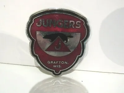 Vintage JUNGERS Grafton WS Stove Emblem Name Plate Metal Red Enamel  • $89