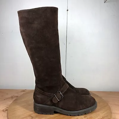 J Crew Boots Womens 8 Brown Suede Tall Zip Up Harness Classic Italy Buckle • $39.97