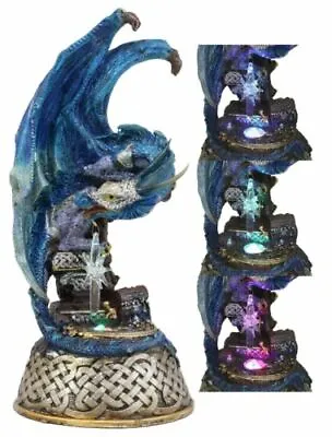 Midnight Armored Dragon On Celtic Knot Pedestal Figurine With LED Crystal Light • $29.99