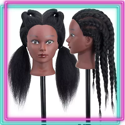 100% Real Hair 14  Training Head Salon Styling Hairdressing Mannequin Doll Clamp • £46.89