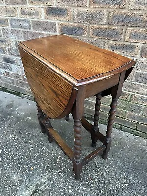 Antique Solid Oak Barley Twist Drop Leaf Gate Leg Sofa Table Oval Wooden • £169.99