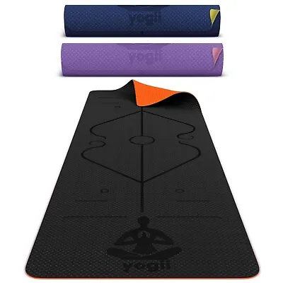 Yoga Mat Thick Non Slip Pilates Matt TPE Gym Exercise Workout Fitness Gymnastics • £17.05