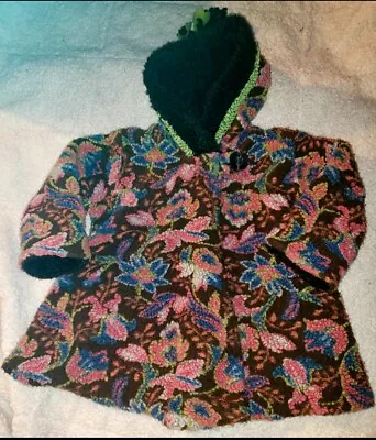 Girls Corky & Company Floral Boho Plush Fleece Swing Coat Jacket Size 4  • $34.99