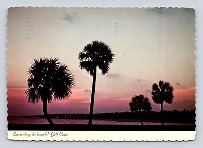 Postcard Palm Trees Sunset Gulfport MS1979 Cancel Gulf Coast Mississippi • $3.99