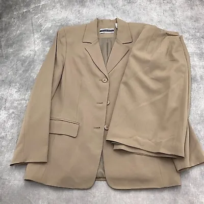 Amanda Smith Suit Women Jacket 10 Skirt 12 Tan Brown Acetate Career 90s VTG • $31.97
