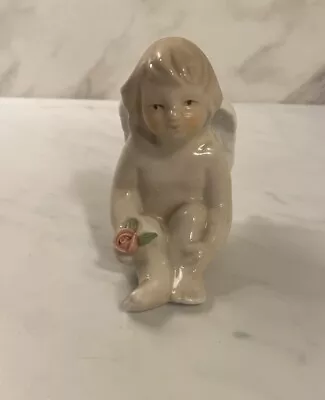 Vintage K's Collection Girl Cherub Angel Figure Wings Rose Porcelain Figurine • $14.95