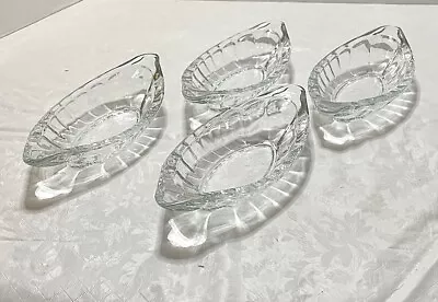 Vintage Banana Split Ice Cream Boat Dishes Glass Set Of 4 Clear Quality Imported • $12