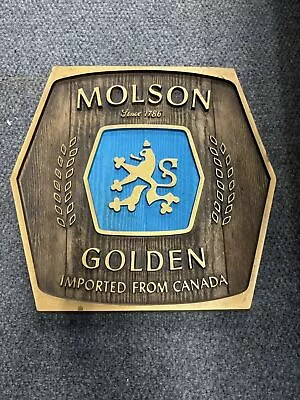 Vintage Molson Golden Since 1786 Beer Sign *Imported From Canada Faux Wood • $4