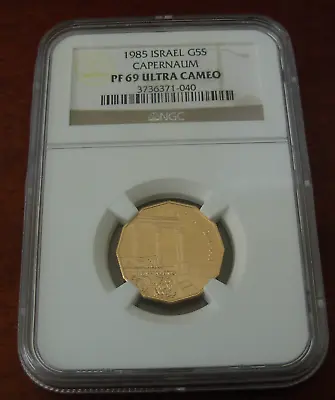 Israel 1985 Gold 1/4 Oz 5 Sheqalim NGC PF69UC Capernaum • $700