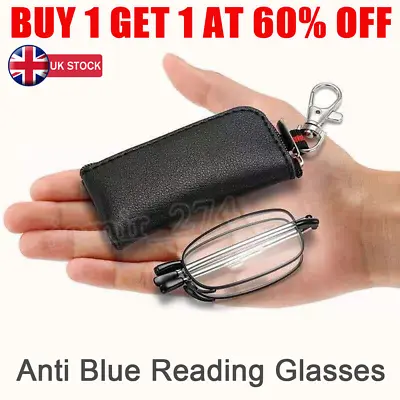 Mens Ladies Unisex Foldable Telescopic Folding Reading Glasses Anti-Blue+Case UK • £3.86