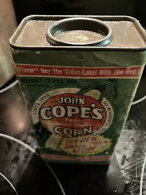 Vtg NOS 7 Oz. John Copes Dried Sweet Corn Cardboard Tin Rheems  Pennsylvania  • $9.99