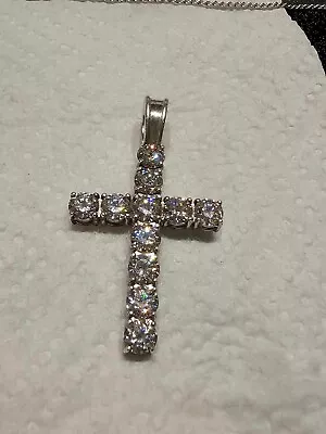 Men's Silver Moissanite Cross Pendant • $195