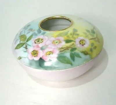 Vintage T&V Limoges France Vanity Dish Hair Receiver Pink Flowers And Base • $22