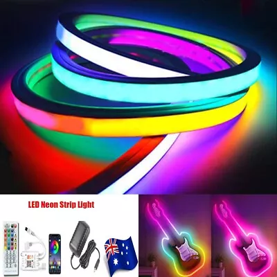 RGB RGBIC LED Neon Strips Lights Flex Rope Smart Wifi Bluetooth Neon Party Signs • $13.53