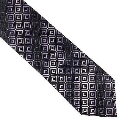 Croft & Barrow Men's Neck Tie 100% Polyester Hand Made Geometric Silver Black (T • $13.19