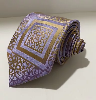 Enzo Brunatti Milano New York 100% Silk Neck Tie Lavender Gold Brocade Elegant • $35