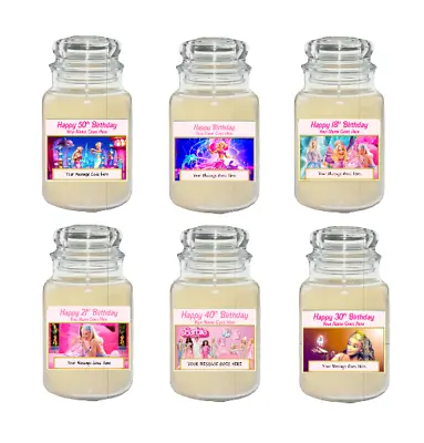 Personalised Barbie Film Birthday 18th-50th Label For Yankee Candle Sweet Jar  • £3