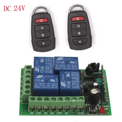 24V 4CH Channel Relay RF Wireless Remote Control Switch 2 Transmitter+Receiver • $17.20