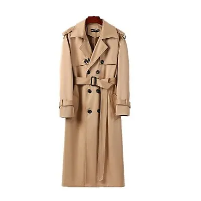 2022 New Men's Autumn Coat Super Long Double Breasted Knee Length Coat • £225.81