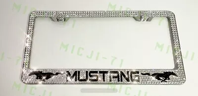 Mustang W Logos Bling License Plate Metal Frame Holder Made W Swarovski Crystals • $129.99