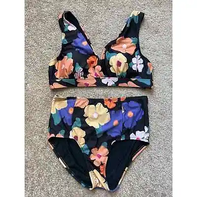 Modcloth Bikini Womens Large High Rise Floral Retro Pin Up Rockabilly Lined  • $40.49
