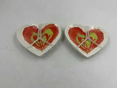 Maxcera Heart Dessert 7in Ceramic Red & Green Plate Set For 4 CC01B45014 • $23.39