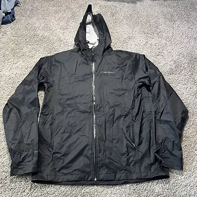 Eddie Bauer Rain Jacket Mens Black Waterproof Full Zip Parka Windbreaker Vented • $23.95