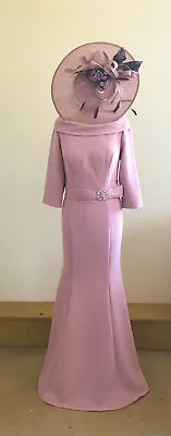 Veni Infantino  Size 12  Mother Of The Bride Long Pink Gown & Diamante Trim • £250