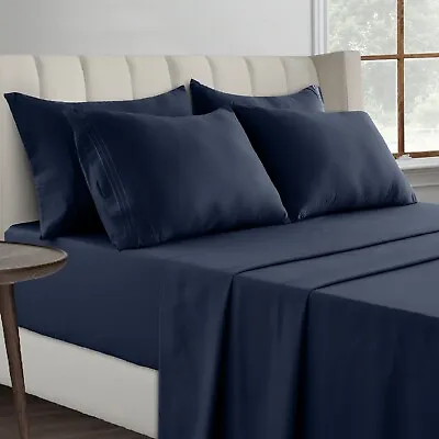 1800 Series 6 Piece Bed Sheet Set Soft Deep Pocket Twin King Queen Full Sheets • $26.99