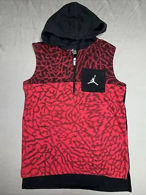 Nike Jordan Hooded Ultimate Flight Basketball Elephant Print Vest Boy Sz L (1711 • $24.99