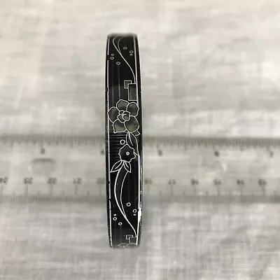 Vintage Michaela Frey Enamel Bangle Black White Floral Austria Signed 80s • $24.99