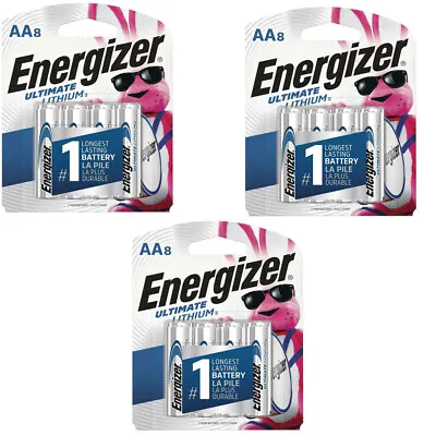 Pack Of 24 Energizer AA Ultimate Lithium Batteries  L91BP SEALED (3 X 8 Pks)   • $69.99