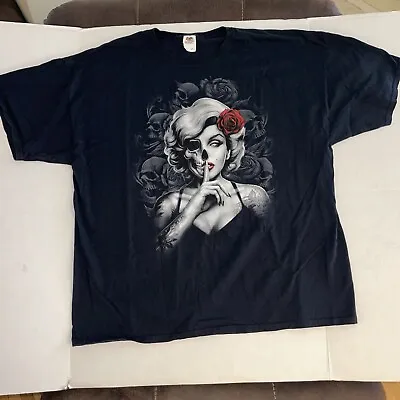 Marilyn Monroe Skull Shirt Mens XXXL  Black Cotton Short Sleeve Graphic T-shirt • $16.95