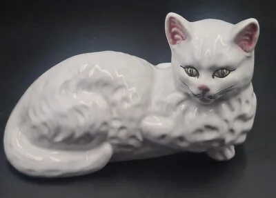 Vintage Kitsch Ceramic Sitting White Cat  Made In Portugal Saywell Imports  • $49.95